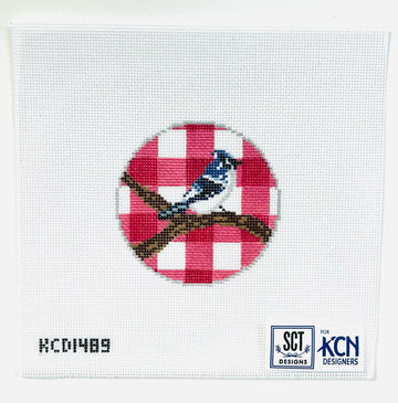 KCD1489 Gingham Round Blue Jay - TS