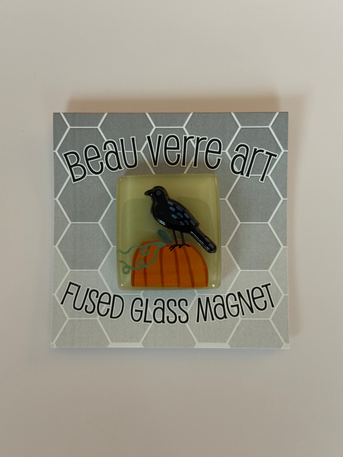 Crow on Pumpkin Fused Glass Needleminder - MKT