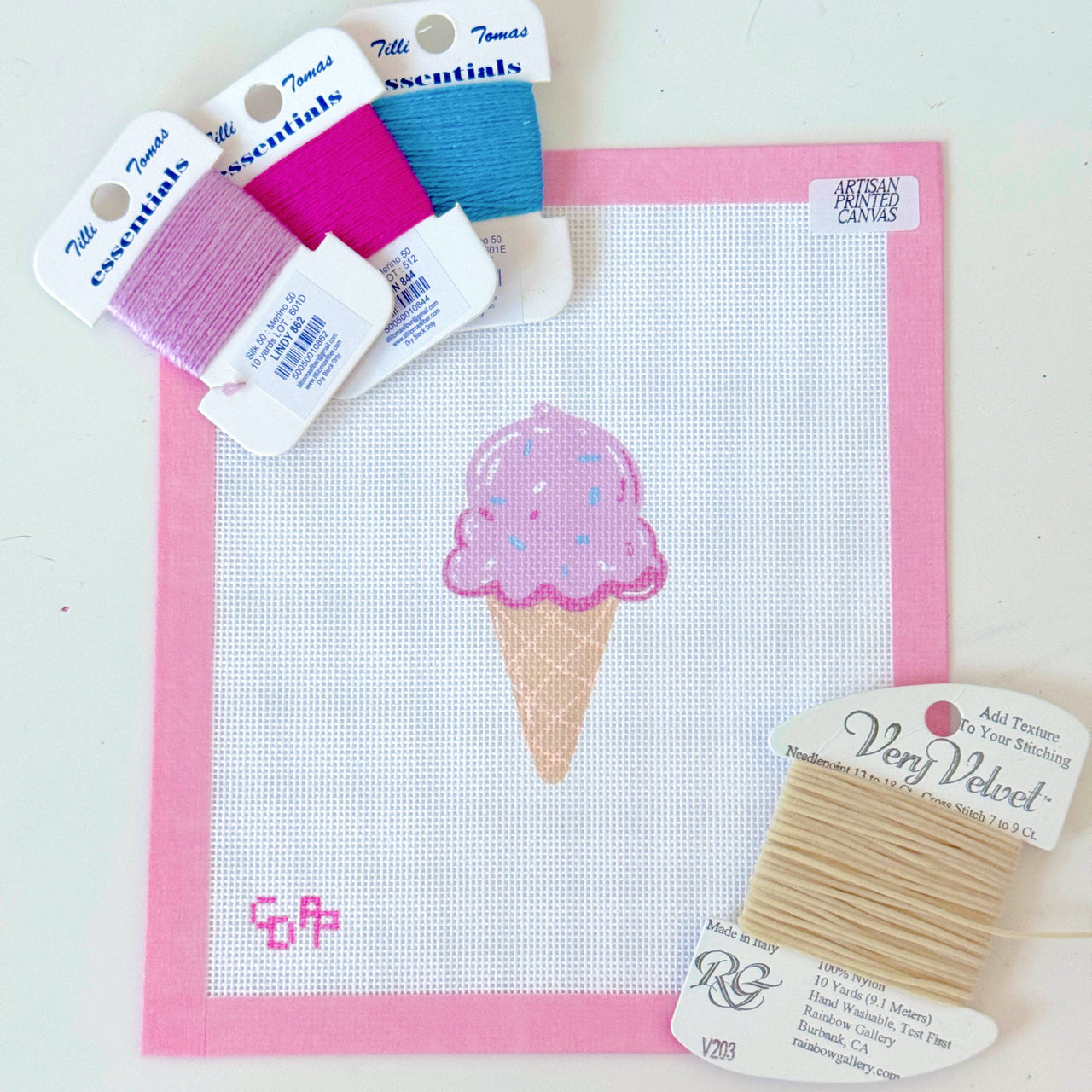 Summer Ice Cream Cone Needlepoint Canvas