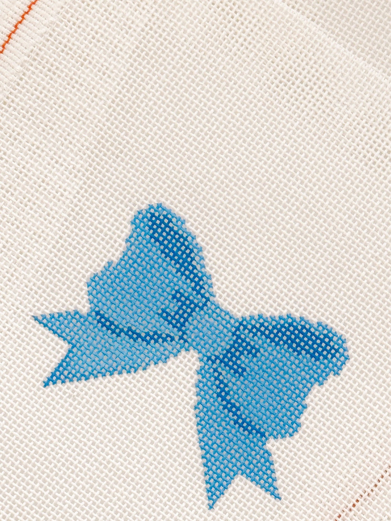 Aesthetic Blue Bow Coquette Needlepoint Canvas