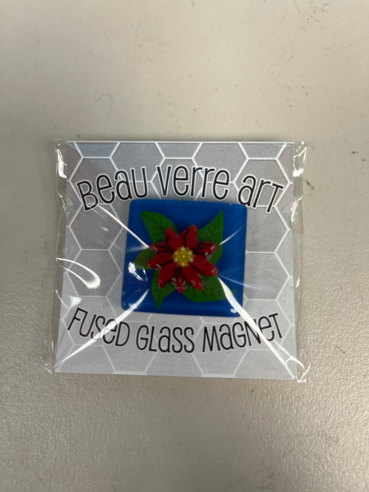 Poinsettia Fused Glass Needle Minder