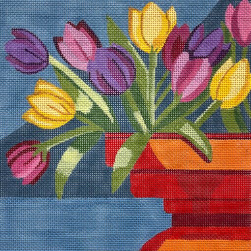 4724 Tulips in Red Vase