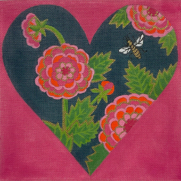 4811 Navy Floral Heart w/ Bee
