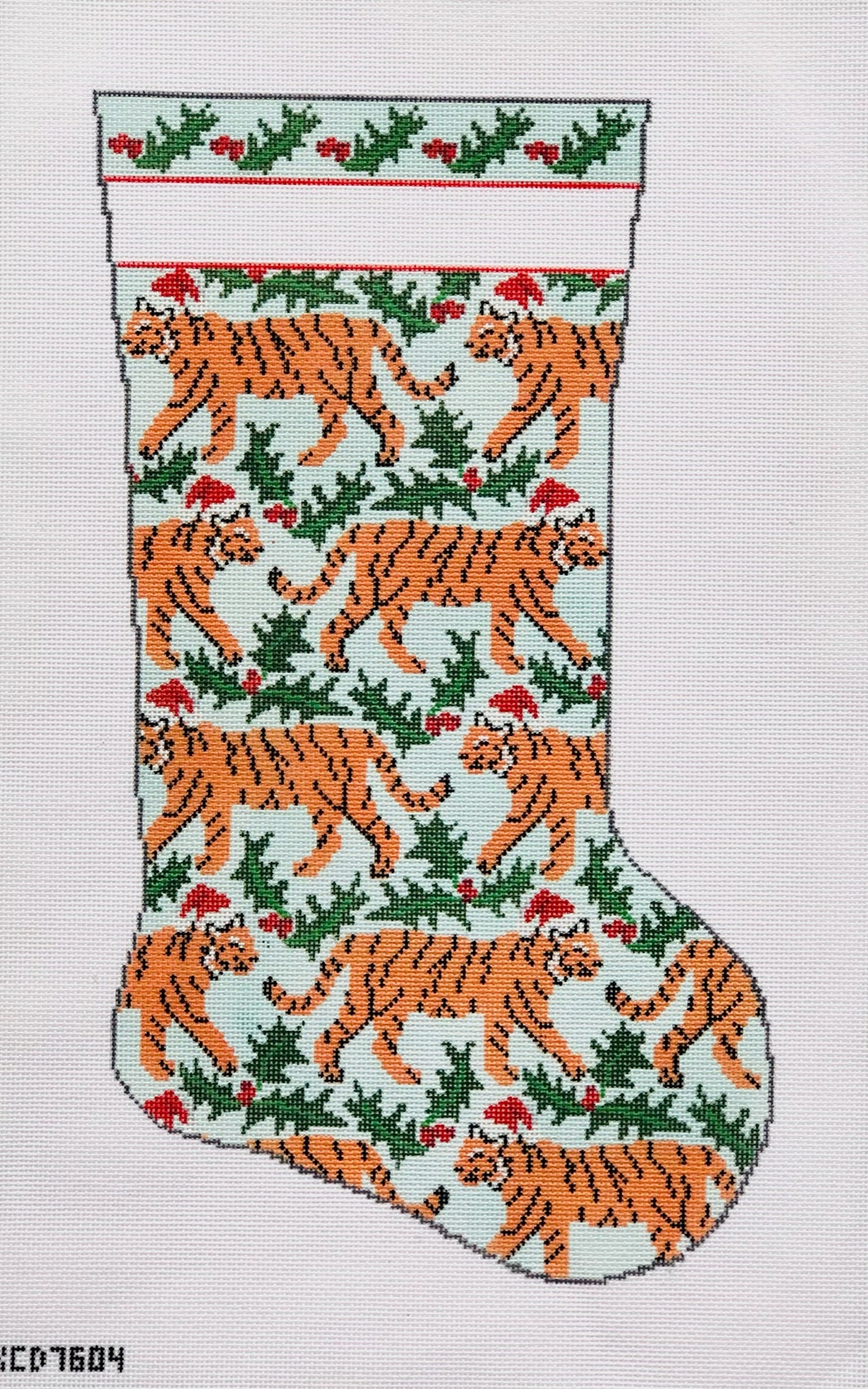 KCD7604 Tiger and Holly Stocking - TS