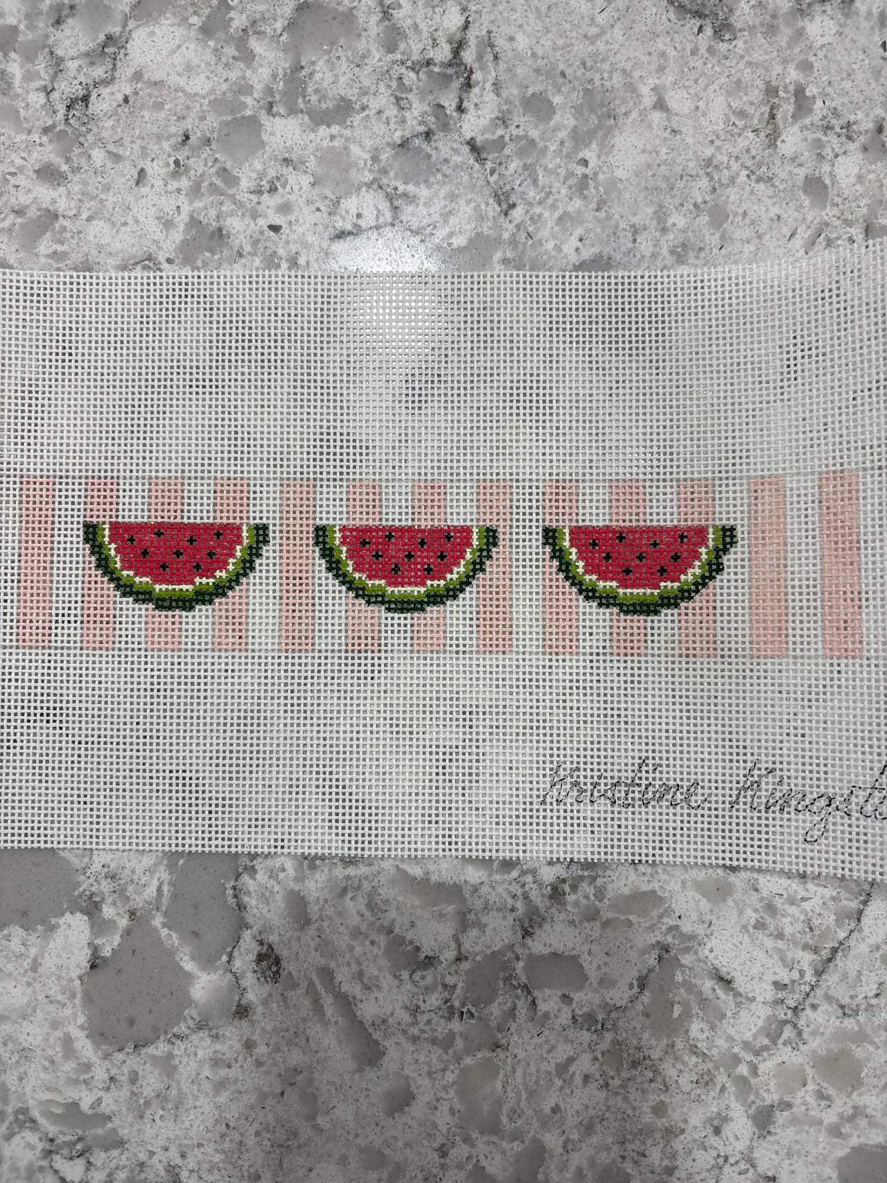 KKF10B Watermelons on Pink Stripes Fob