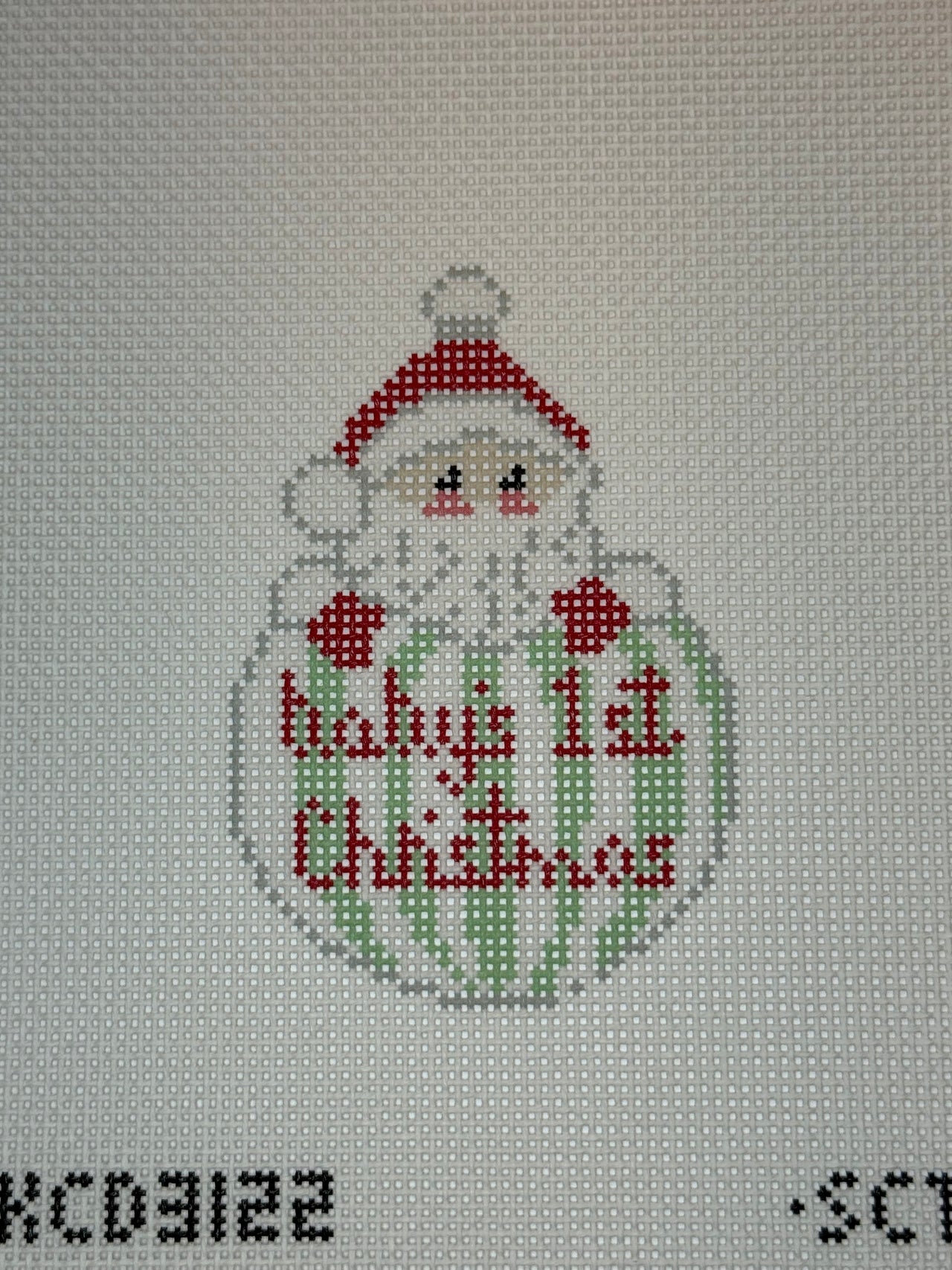 KCD3122 Baby's First Christmas Santa Ornament - Green - MKT