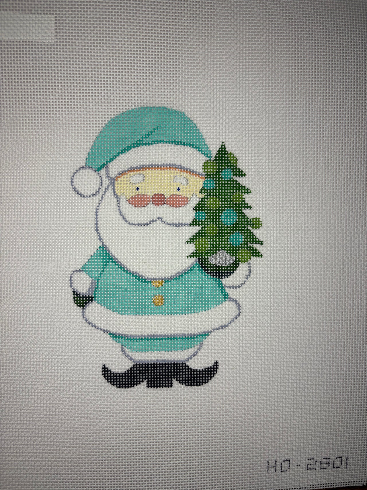 HO-2801 Little Teal Santa with Tree