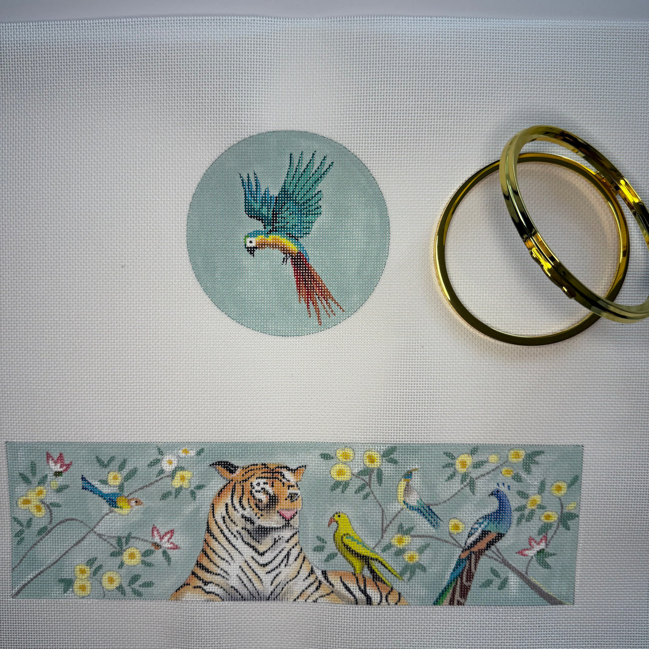 Tiger in Garden Treasure Box with Hardware TB100