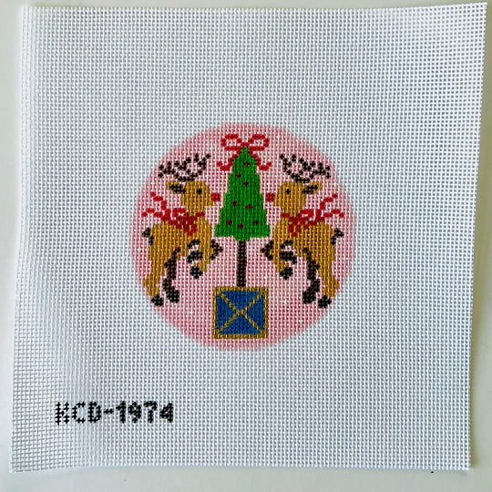 KCD1974 Rudolph with Topiary Pink Round
