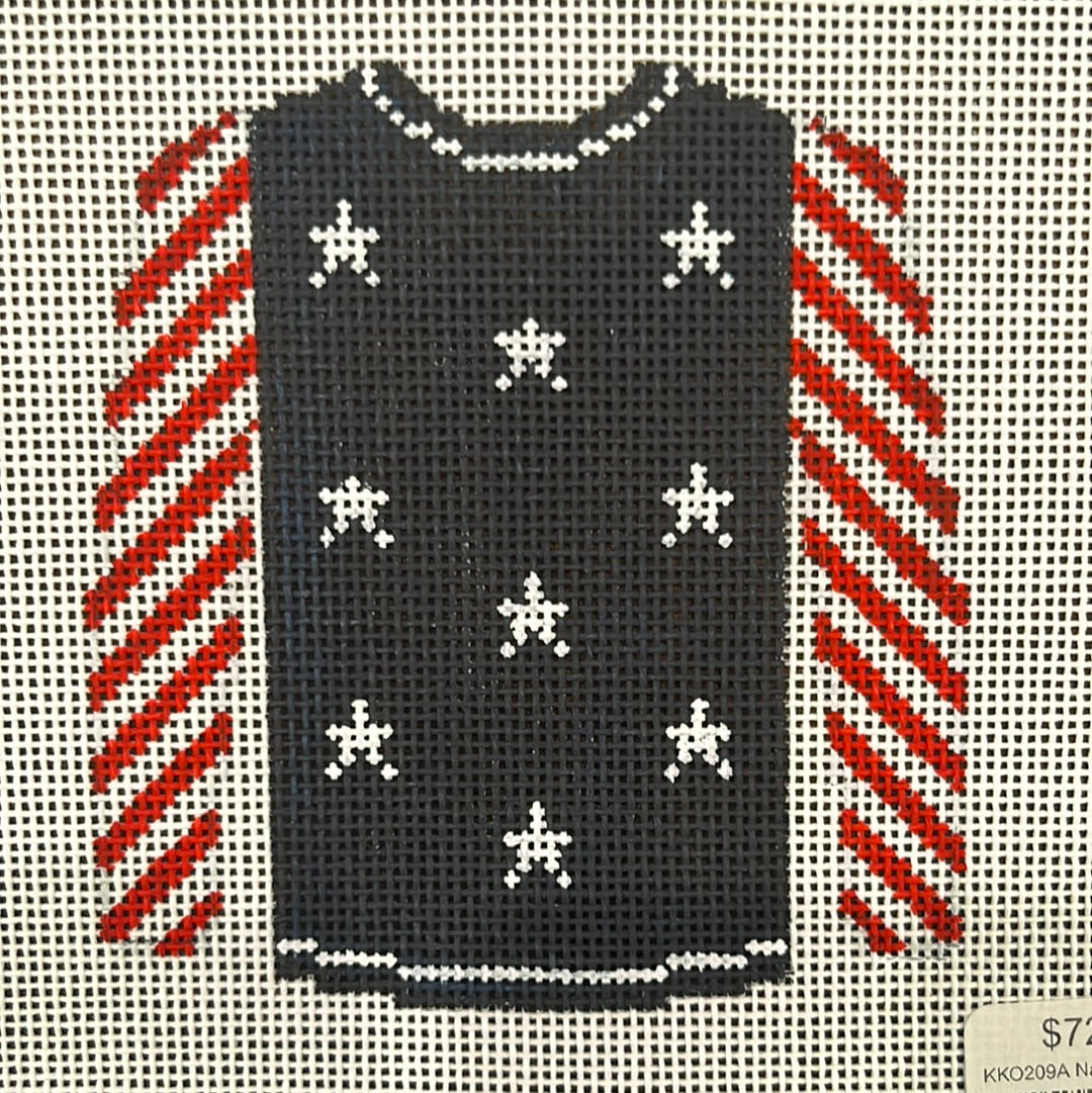 KKO209A Navy with White Stars and Red Striped Sleeves