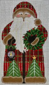 CH-1390 Father Christmas - Red Holding Wreath and Lantern