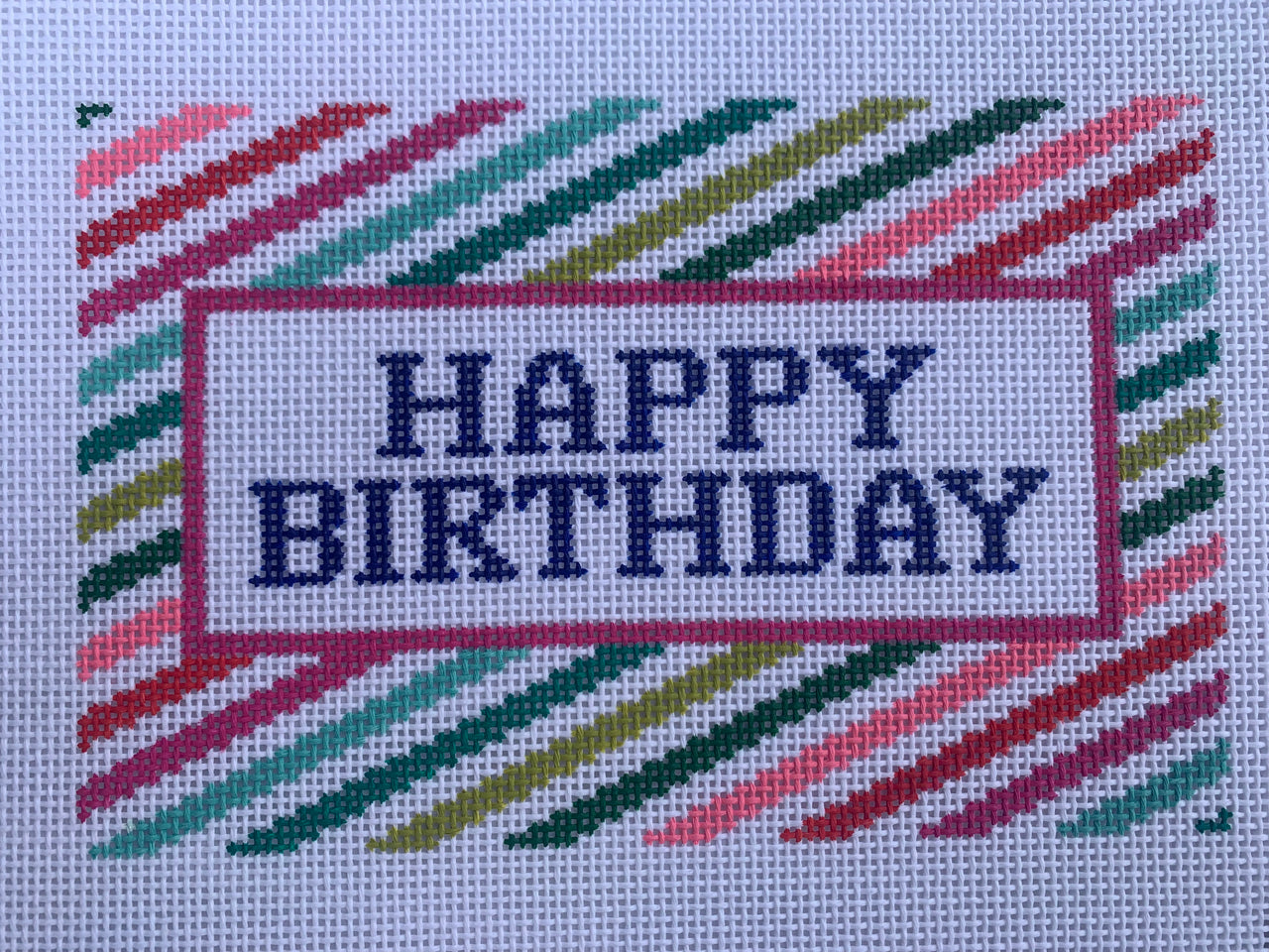 Stripes Happy Birthday Canvas