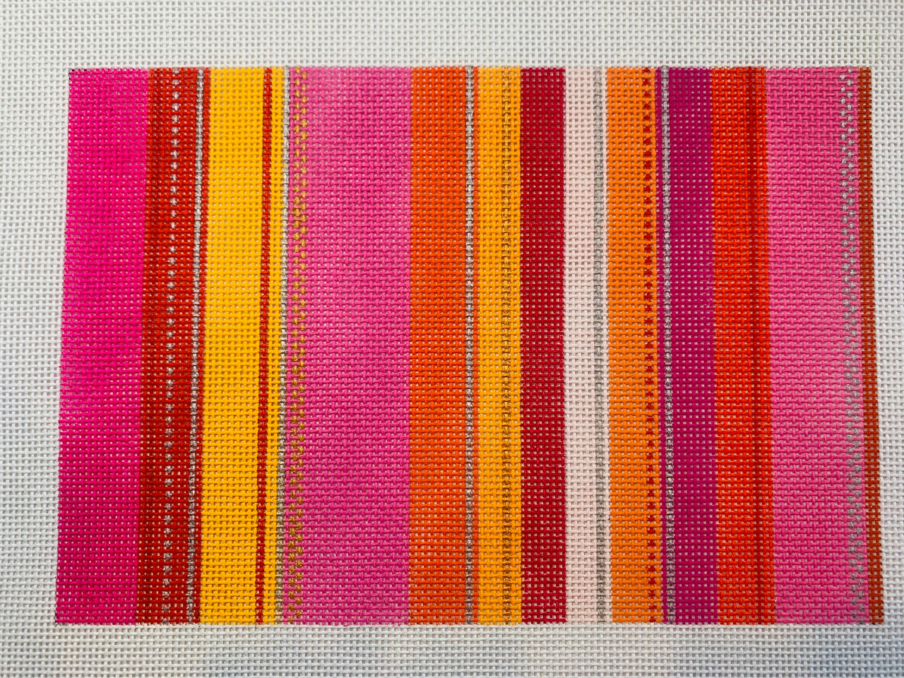 Tufted Stripe Clutch Canvas - Pink and Orange JS-220B