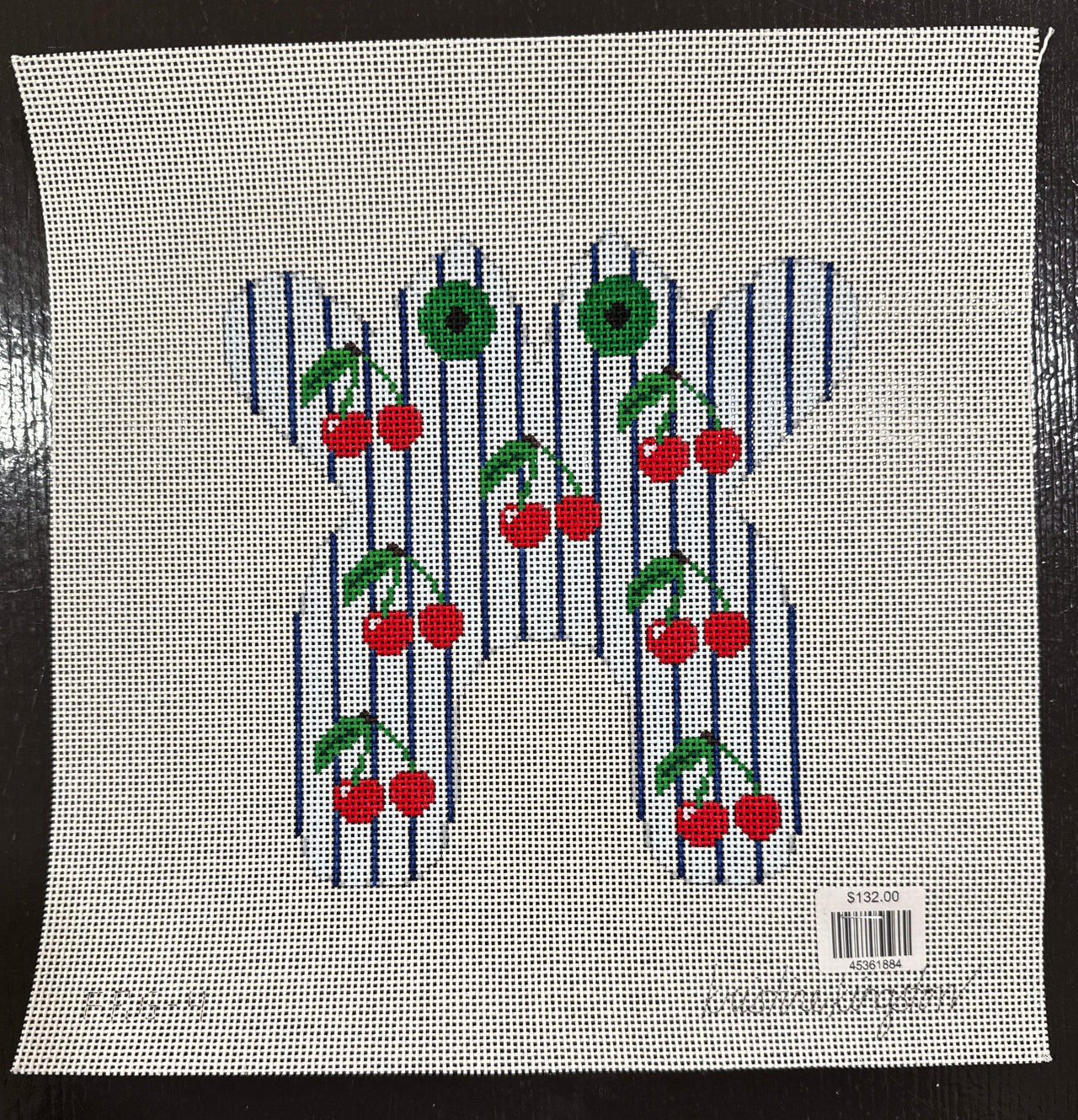 KKFRG4 Cherries on Light Blue Stripes