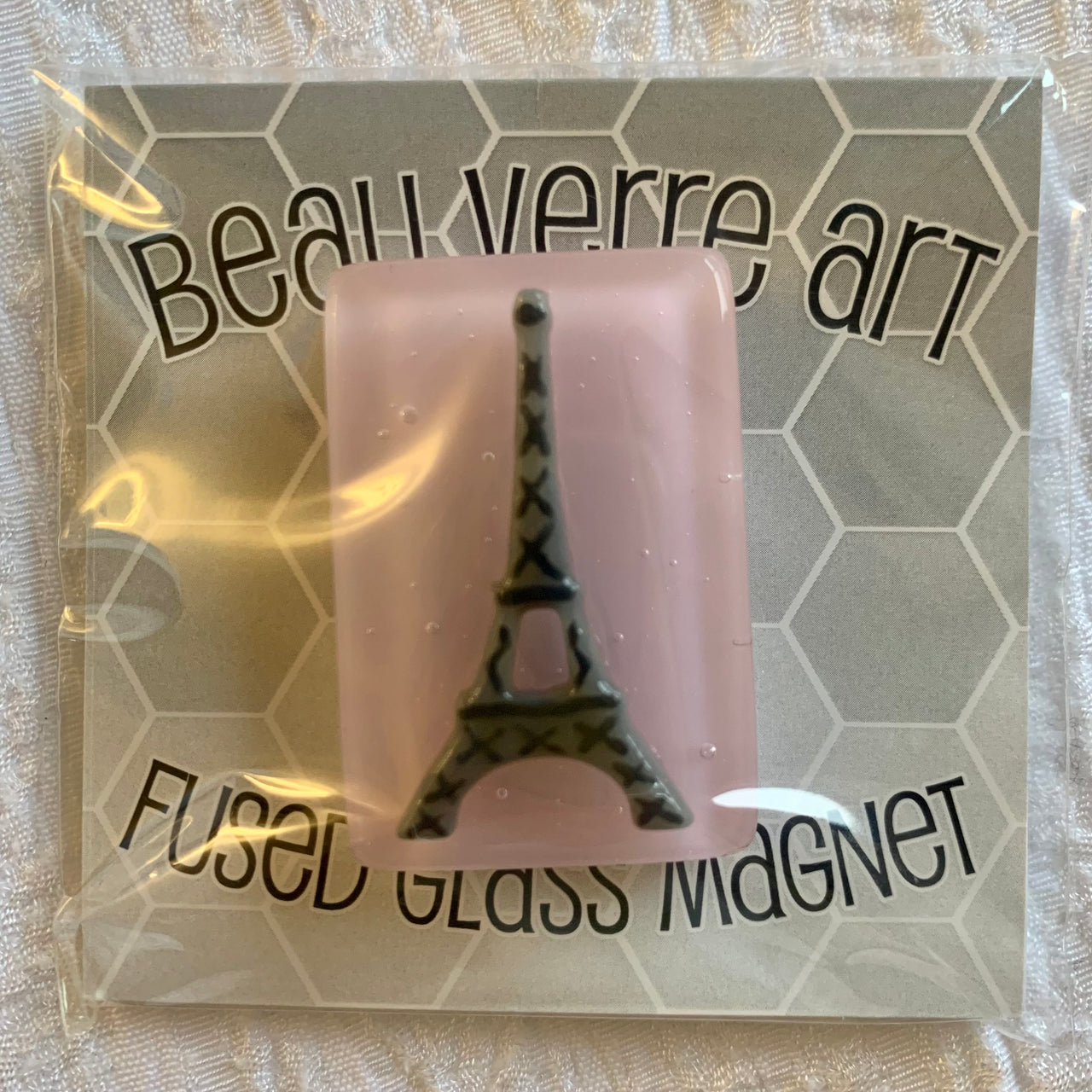 Eiffel Tower on Pink Fused Glass Needleminder