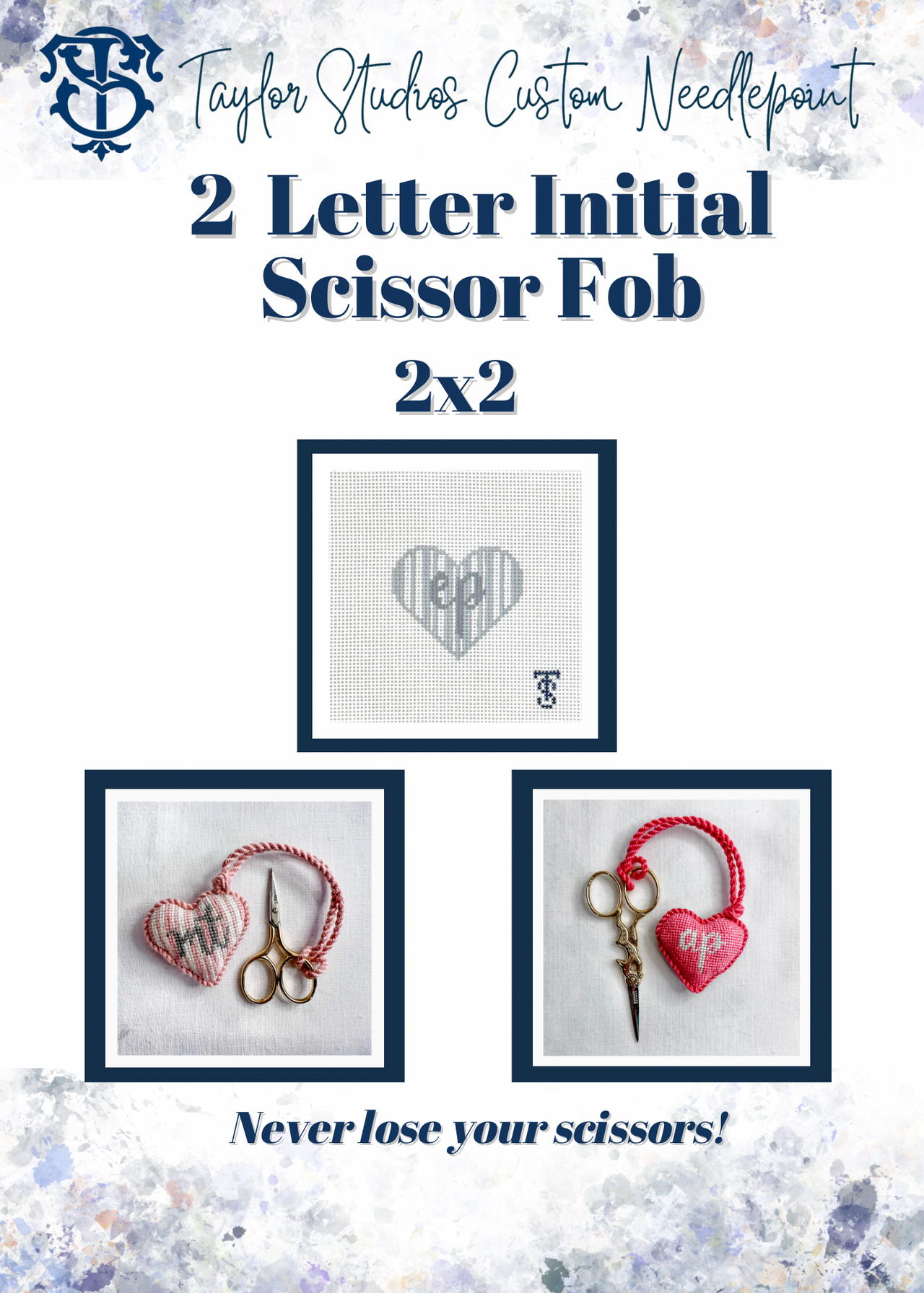 2 Letter Initials Scissor Fob