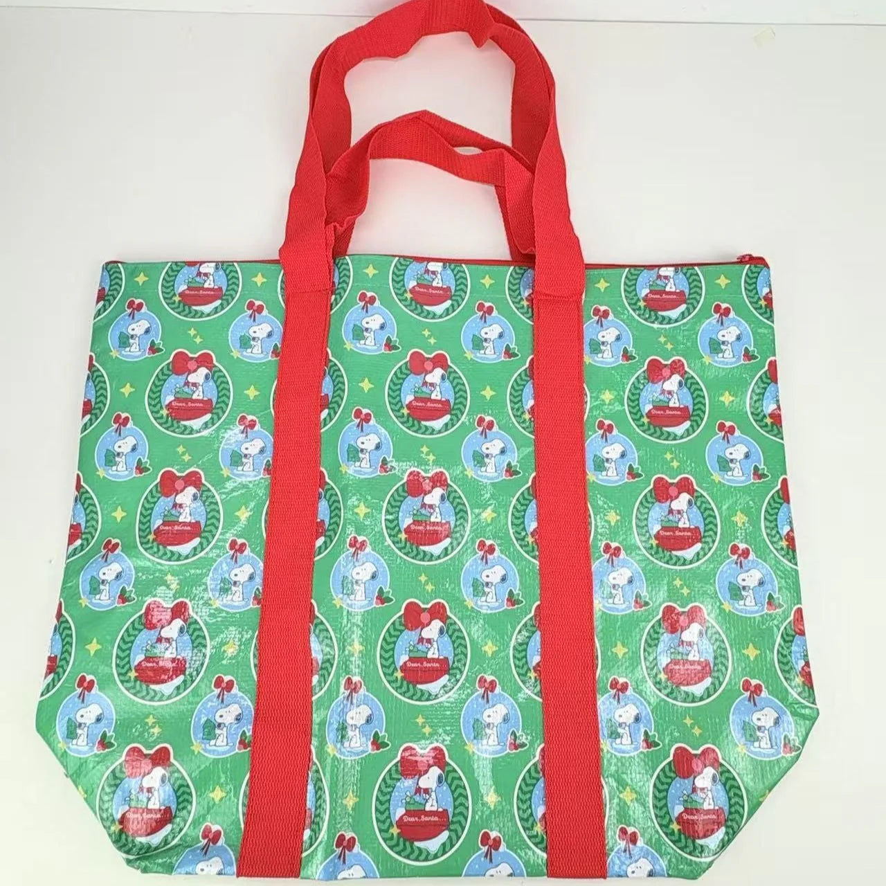 PEANUTS "Dear Santa" Wreath - Large Woven Project Bag