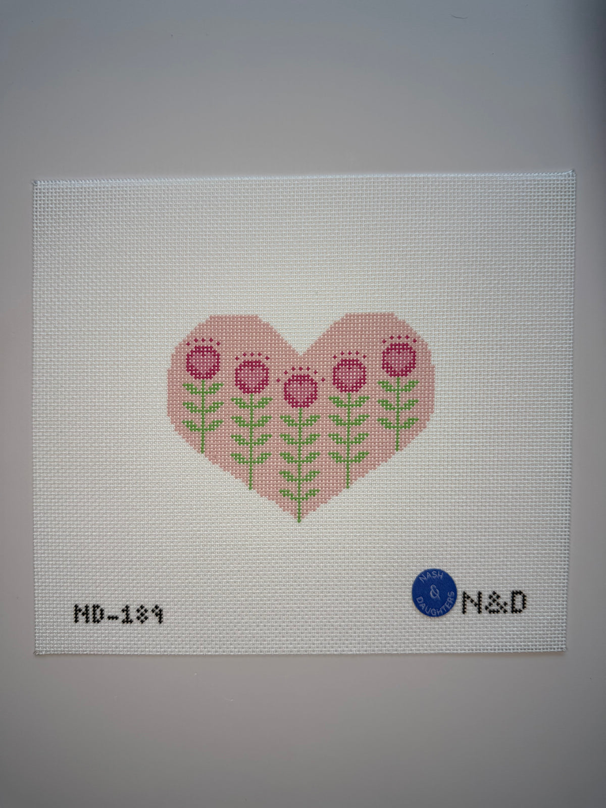 ND-189 Block Print Pink Heart with Flowers - MKT