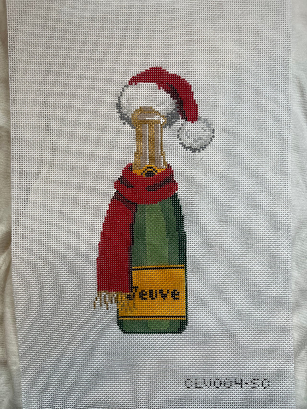 CLV004-SC Veuve Bottle - Santa Hat & Scarf