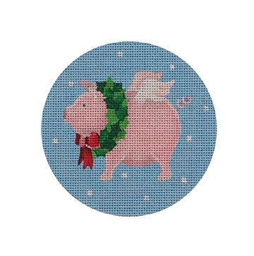 Flying Pig with Wreath Canvas + Stitch Guide