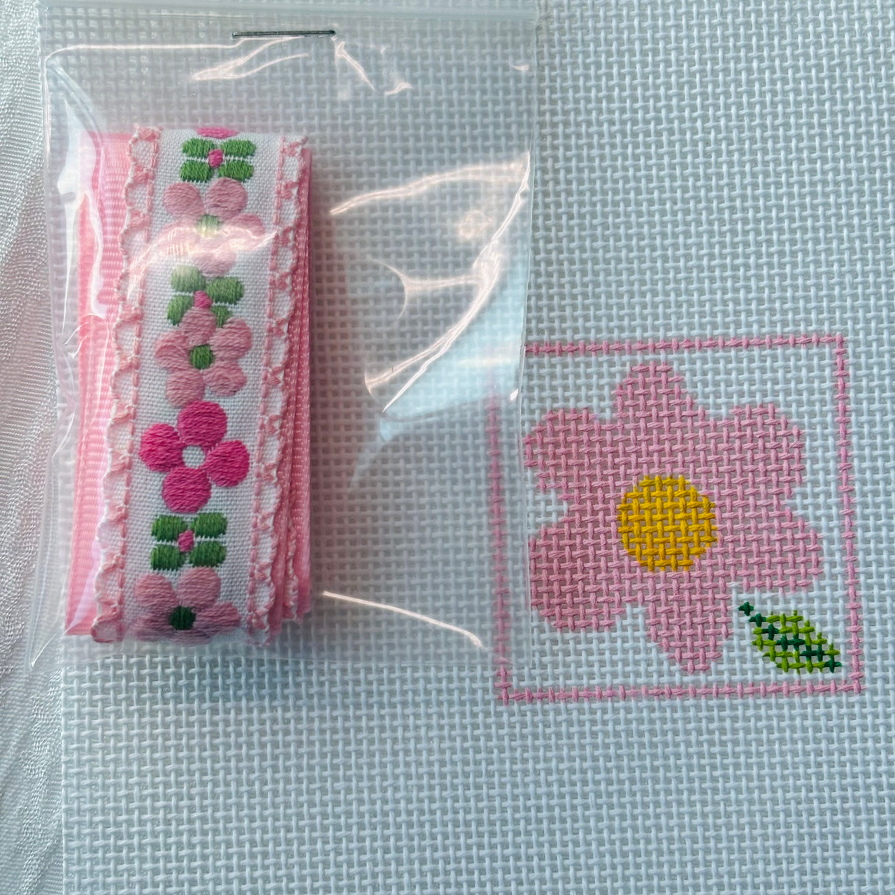 Pink Flower Bookmark BMPF with included Vintage Ribbon