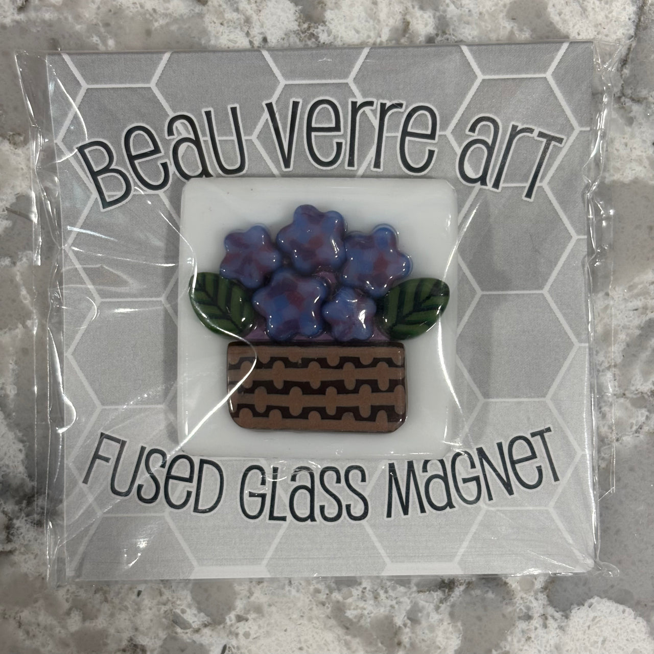 Hydrangea Basket Fused Glass Needleminder