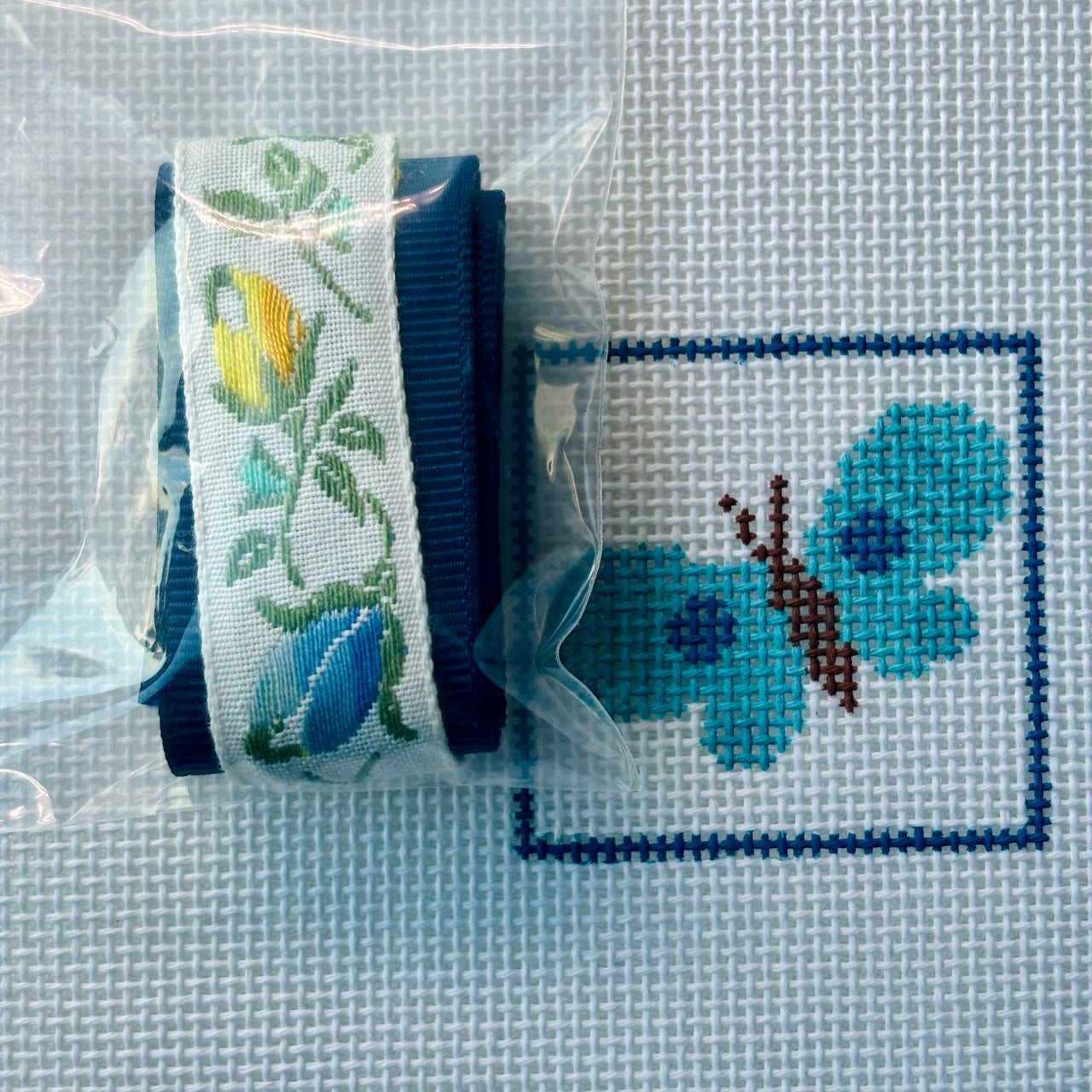 Blue Butterfly Bookmark BMBB with included Vintage ribbon