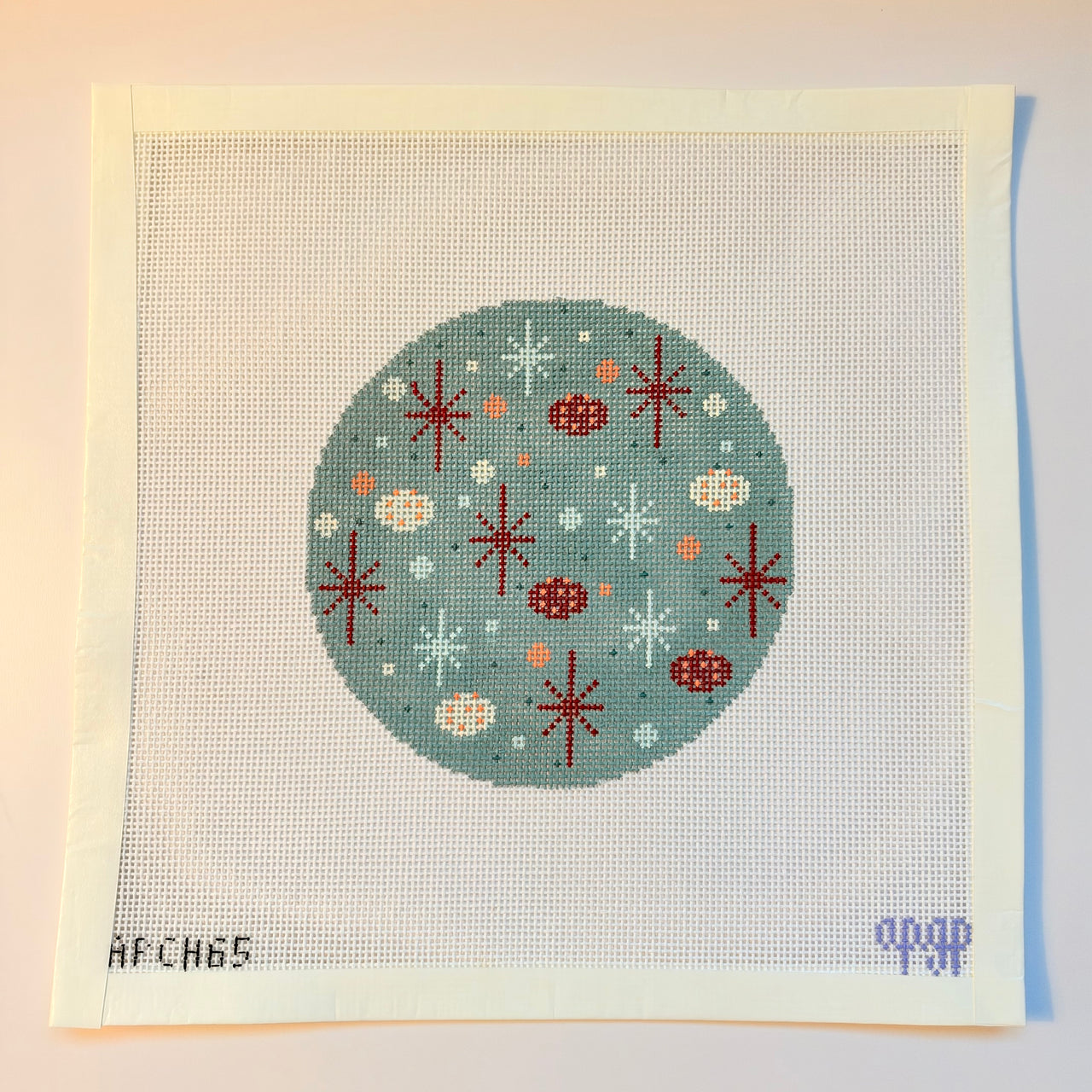 APCH65 - Teal Vintage Christmas Round - 18M 4.5" Round - MKT