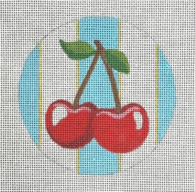 HO2749 Teal Stripe Cherries Round