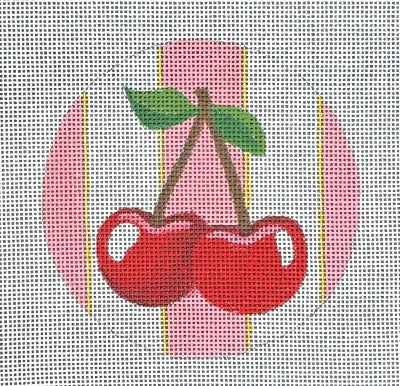 HO2751 Pink Stripe Cherries Round