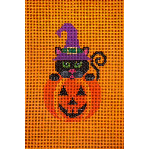H 090 Black Cat in Pumpkin