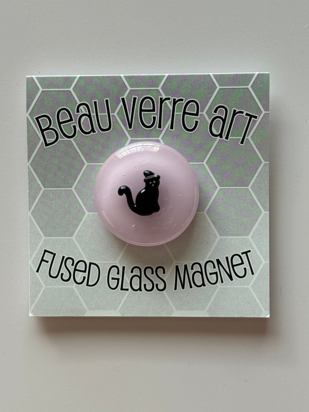 Black Cat Fused Glass Needle Minder