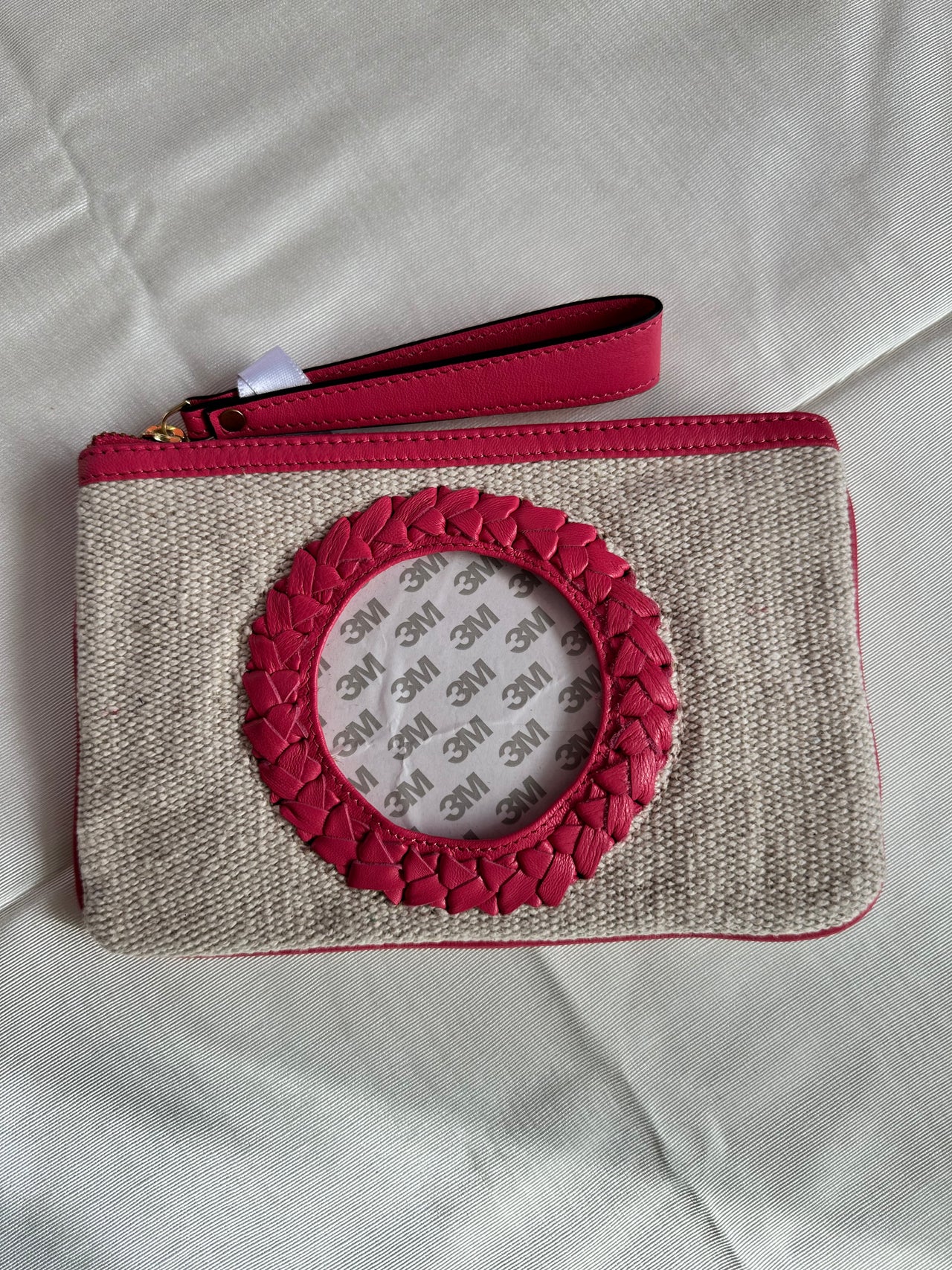 Canvas clutch / wristlet with leather trim, 3" Insert