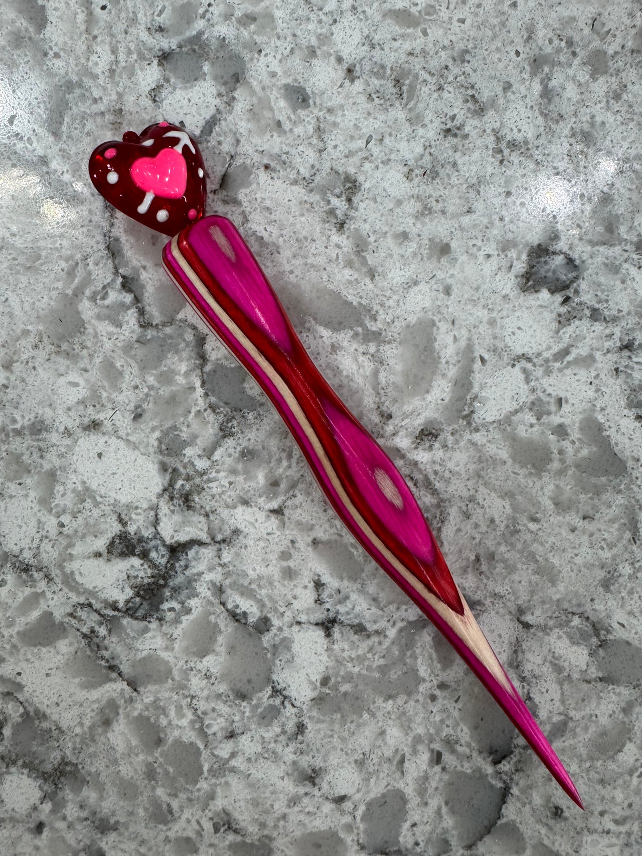 Special Edition Valentines Handcrafted Wooden Laying Tool with Glass Bead