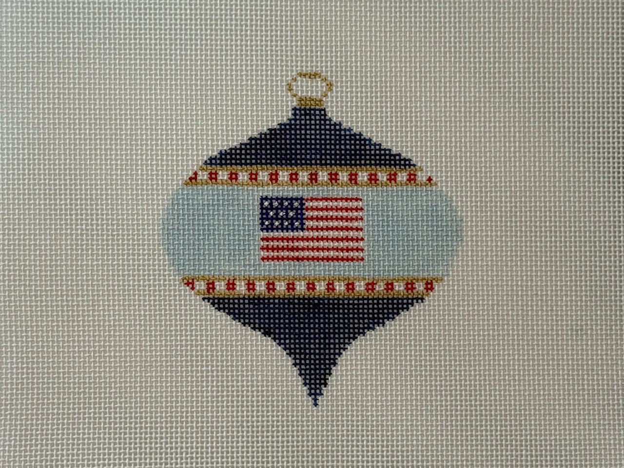 KKO243A Bauble Point Bottom Flag on Navy with Red Stripe