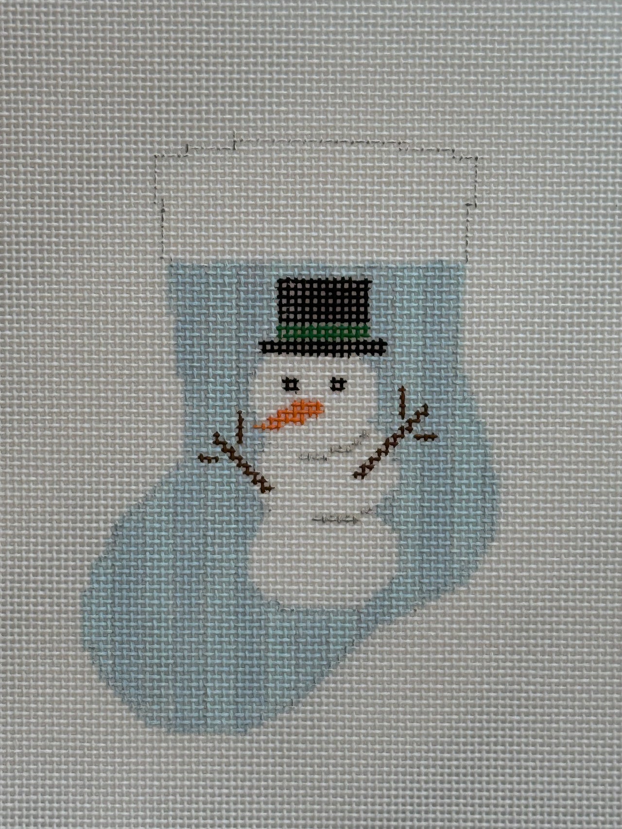KKO244A Big Snowman on Blue Stripes