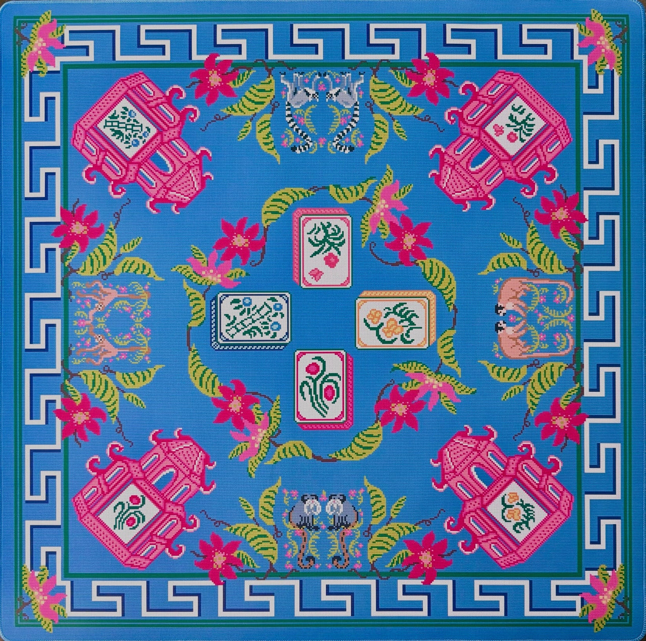 Tropical Monkey Cushioned Mahjong Mat for Card Table - PREORDER