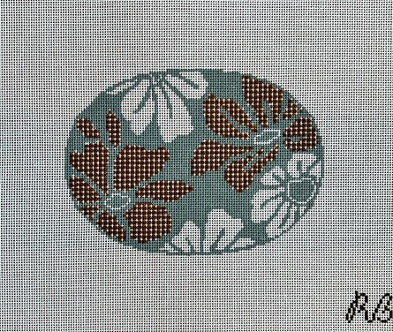 Gingham Blooms Oval - Black + Ivory