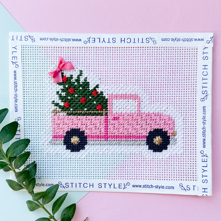 Pink Christmas Truck Canvas SS198