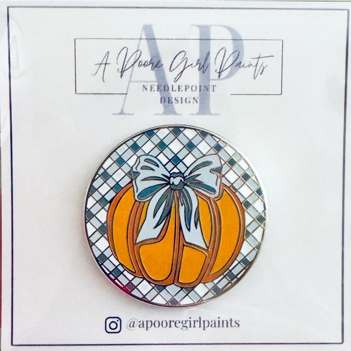 Pumpkin on Gingham Needle Minder - MKT