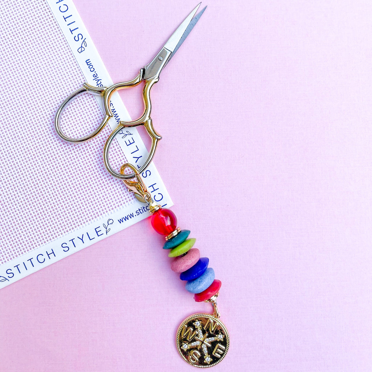 Molly Beads Rainbow Compass Scissor Fob