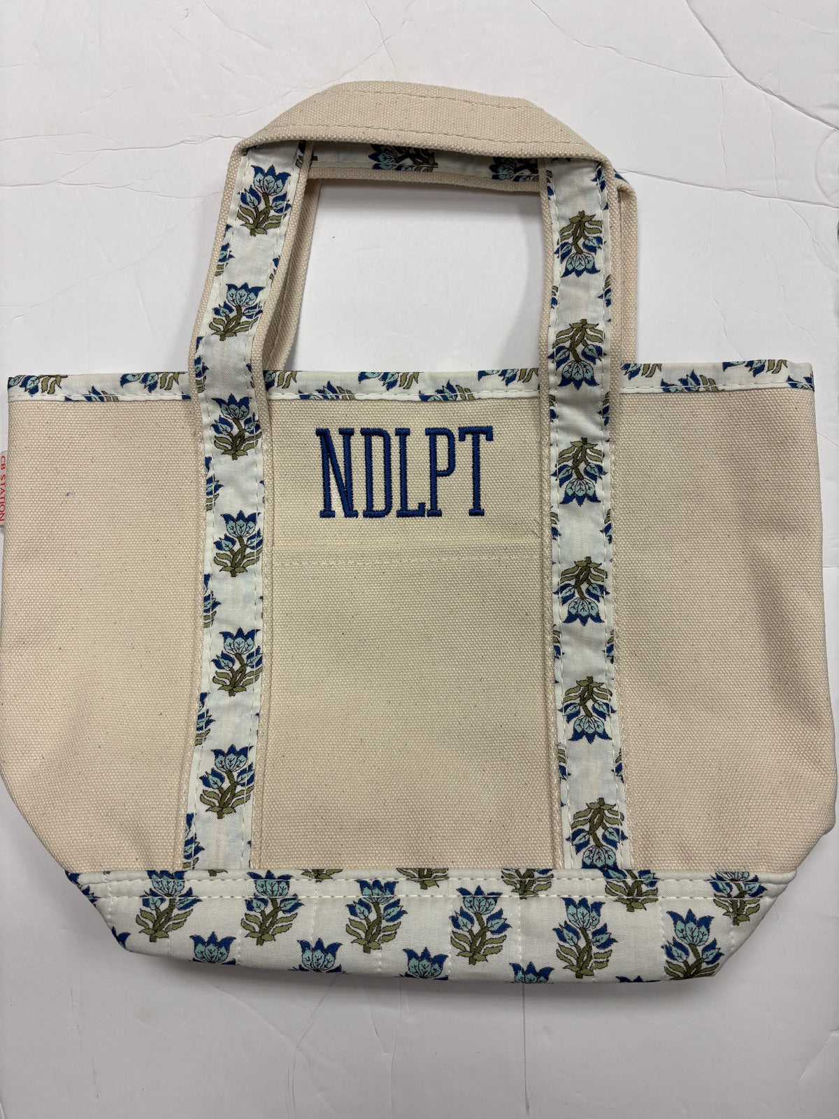 NDLPT Block Floral Embroidered Tote Bag