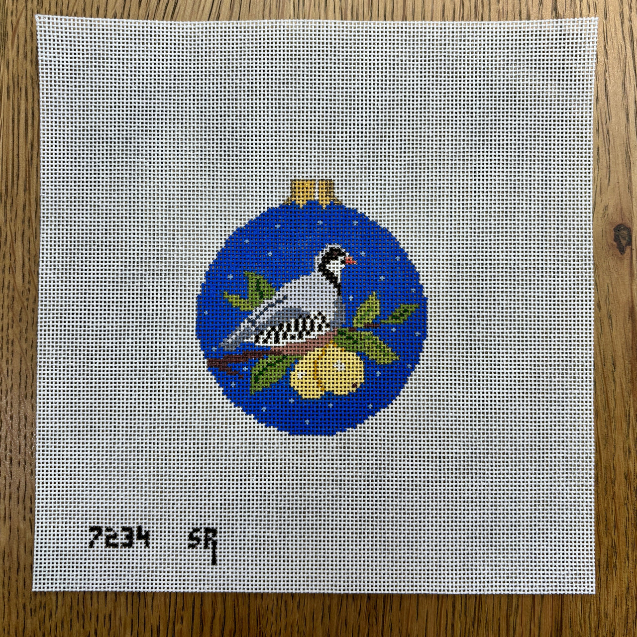 SR7234 Partridge in a Pear Tree Blue, 3.25" Round - TS