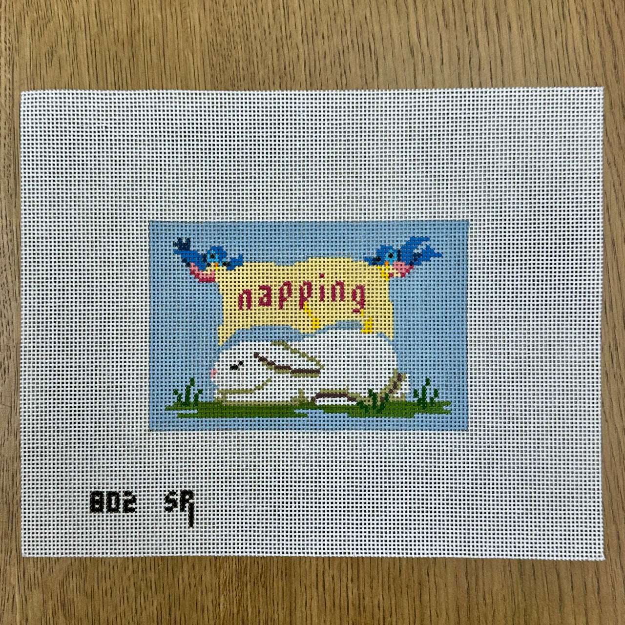 SR0802 "Napping"  Sleeping Bunny, Sign - 13 mesh - TS