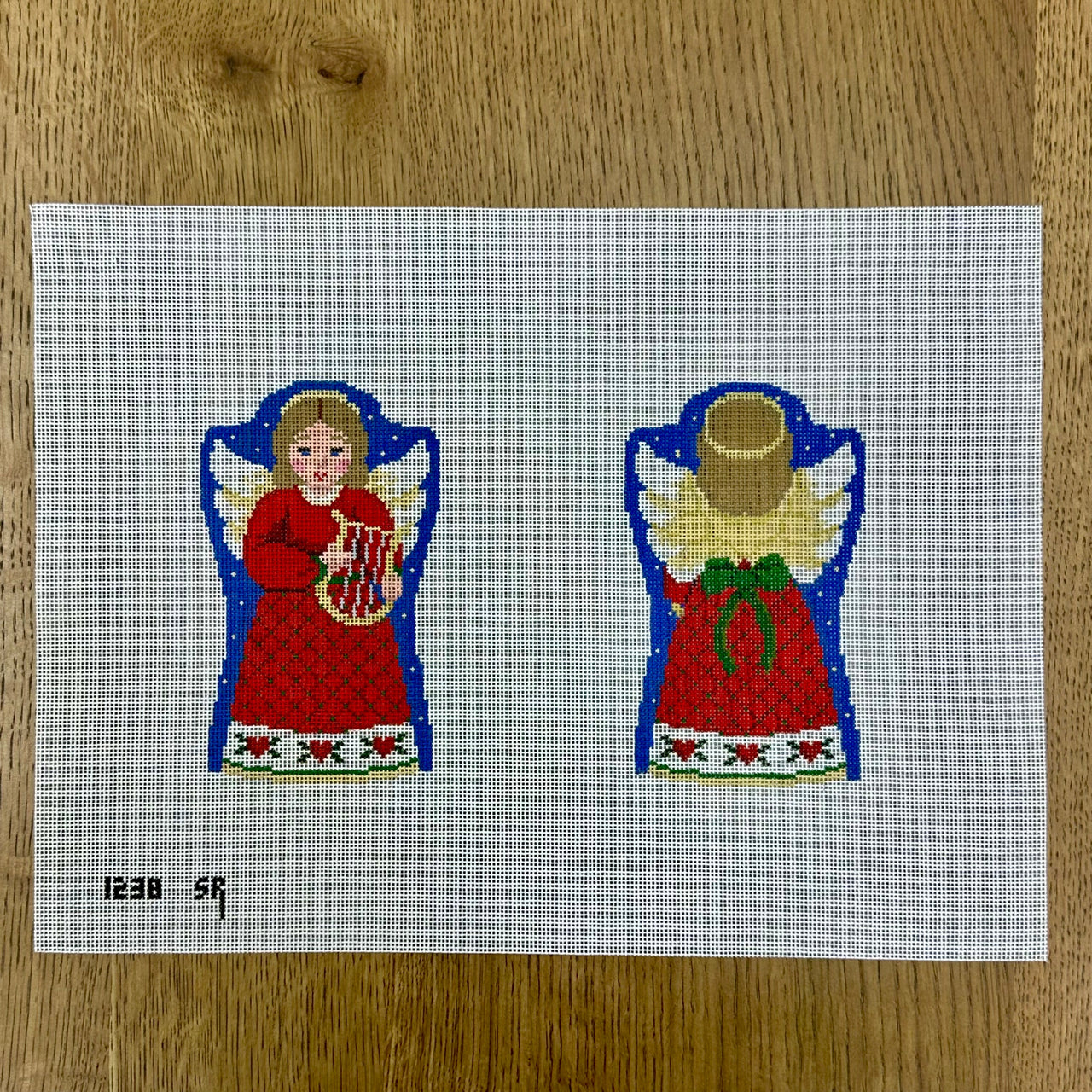 SR1238 Angel with  Lyre, 2 Sided - 18 mesh - TS