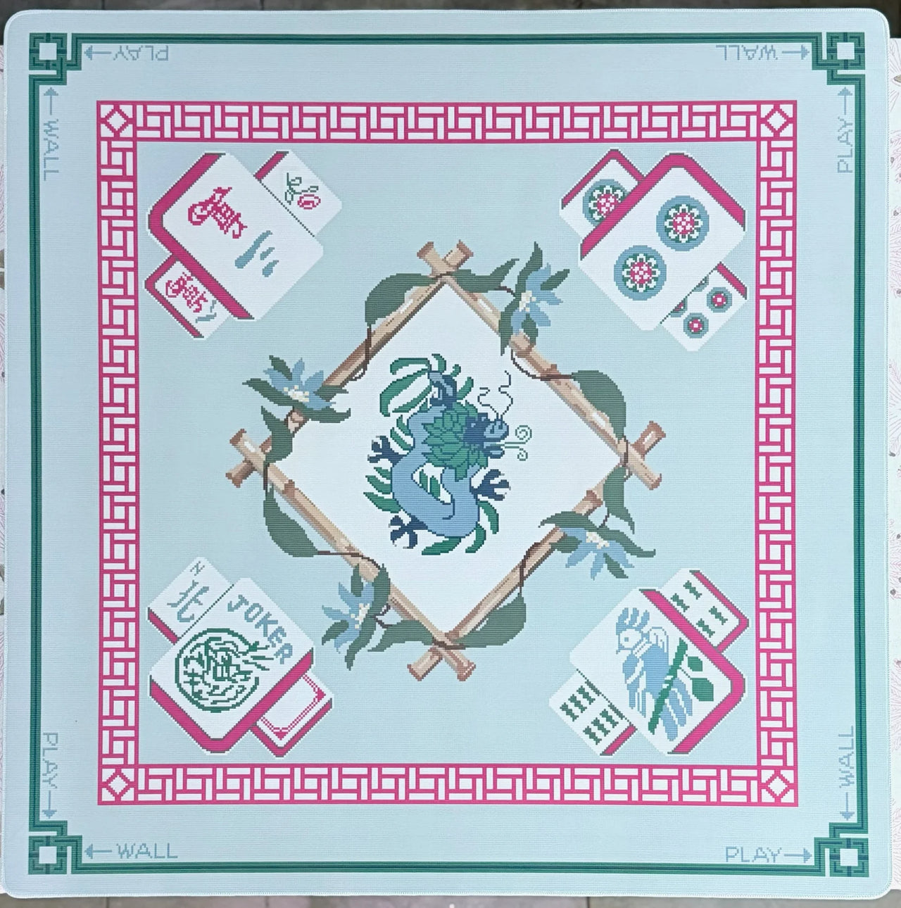 Bamboo Dragon Cushioned Mahjong Mat for Card Table - PRE-ORDER