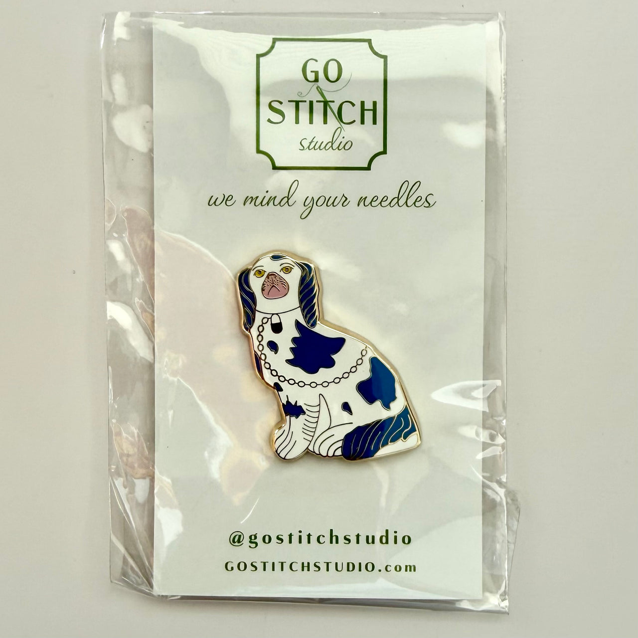 Blue Staffordshire Dog Needleminder