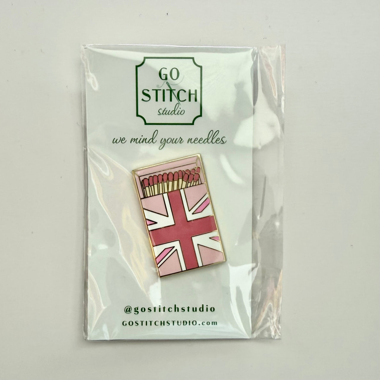 Pink British Flag Matchbox Needleminder - MKT
