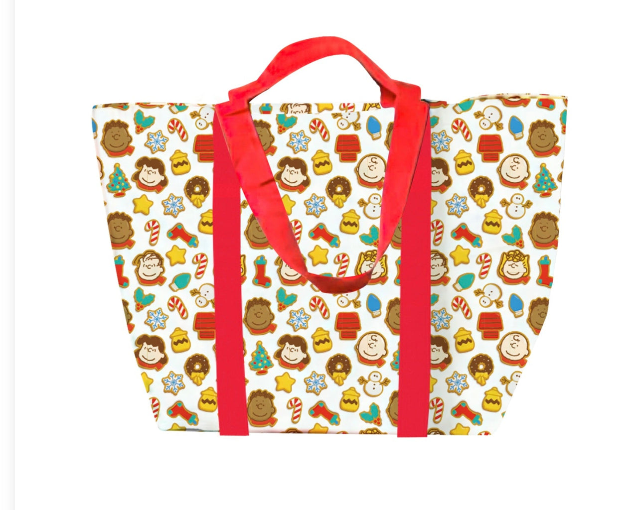 PNTS-LPROJECT-GINGERBREAD1 PEANUTS -  Gingerbread Cookie  - Large Woven Project Bag - SE