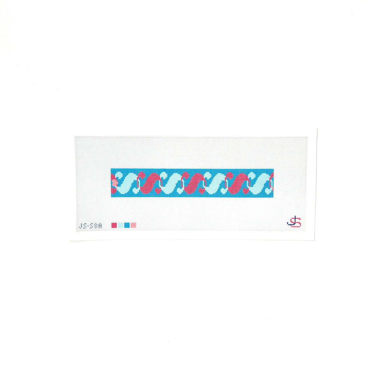 S Letter Key Fob Canvas - Turquoise & Coral JS-S8A
